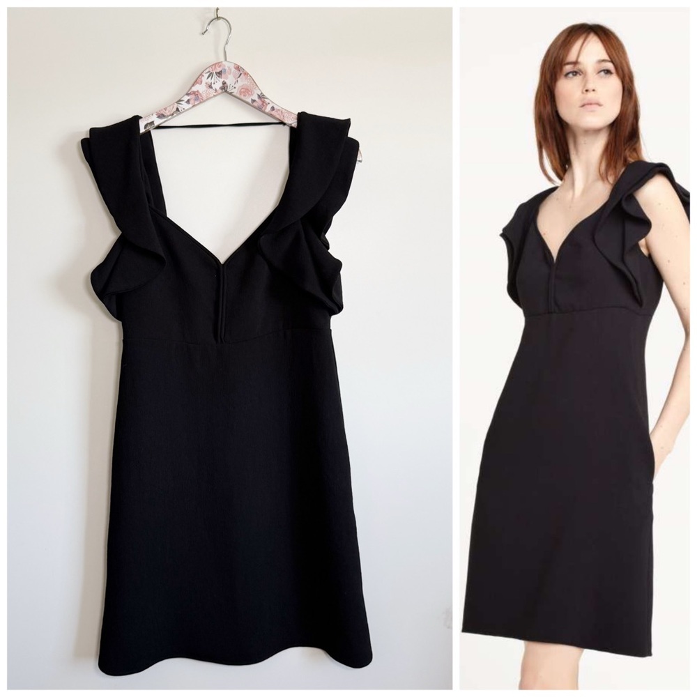 BA&SH Orphee Black Dress Ruffle Sleeve Women’s Small Cocktail